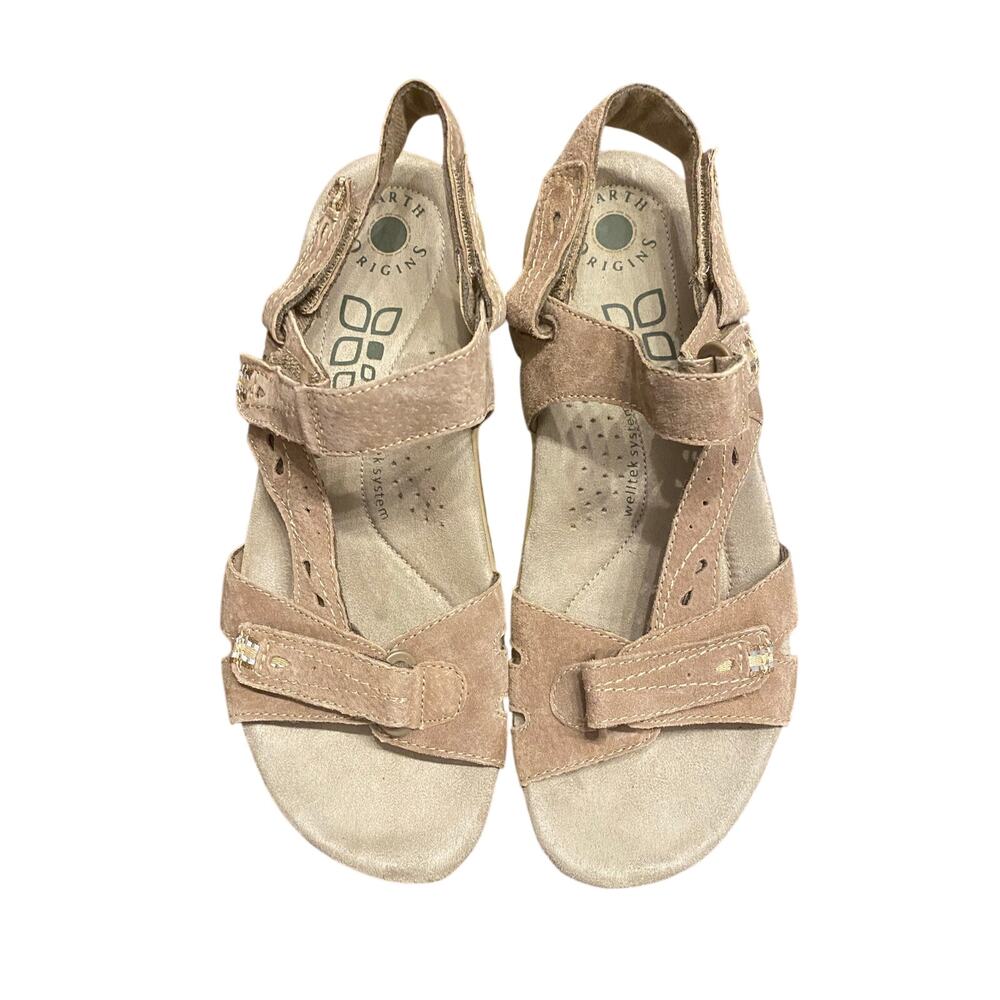 Earth Origins Sophie Leather Upper Comfort Sandals Brown Adjustable Strappy 11M